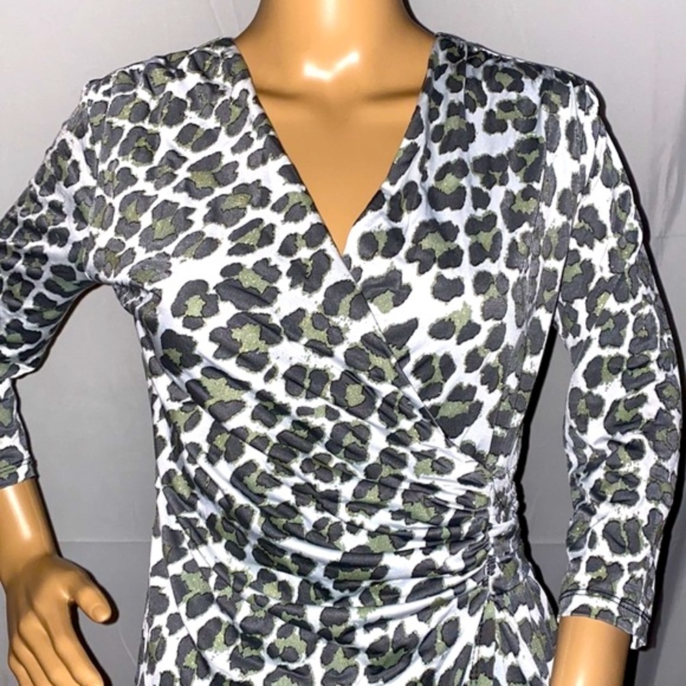 🐆 Made in Italy 🇮🇹 Boutique Designer Metallic print leopard mini dress Sz S
